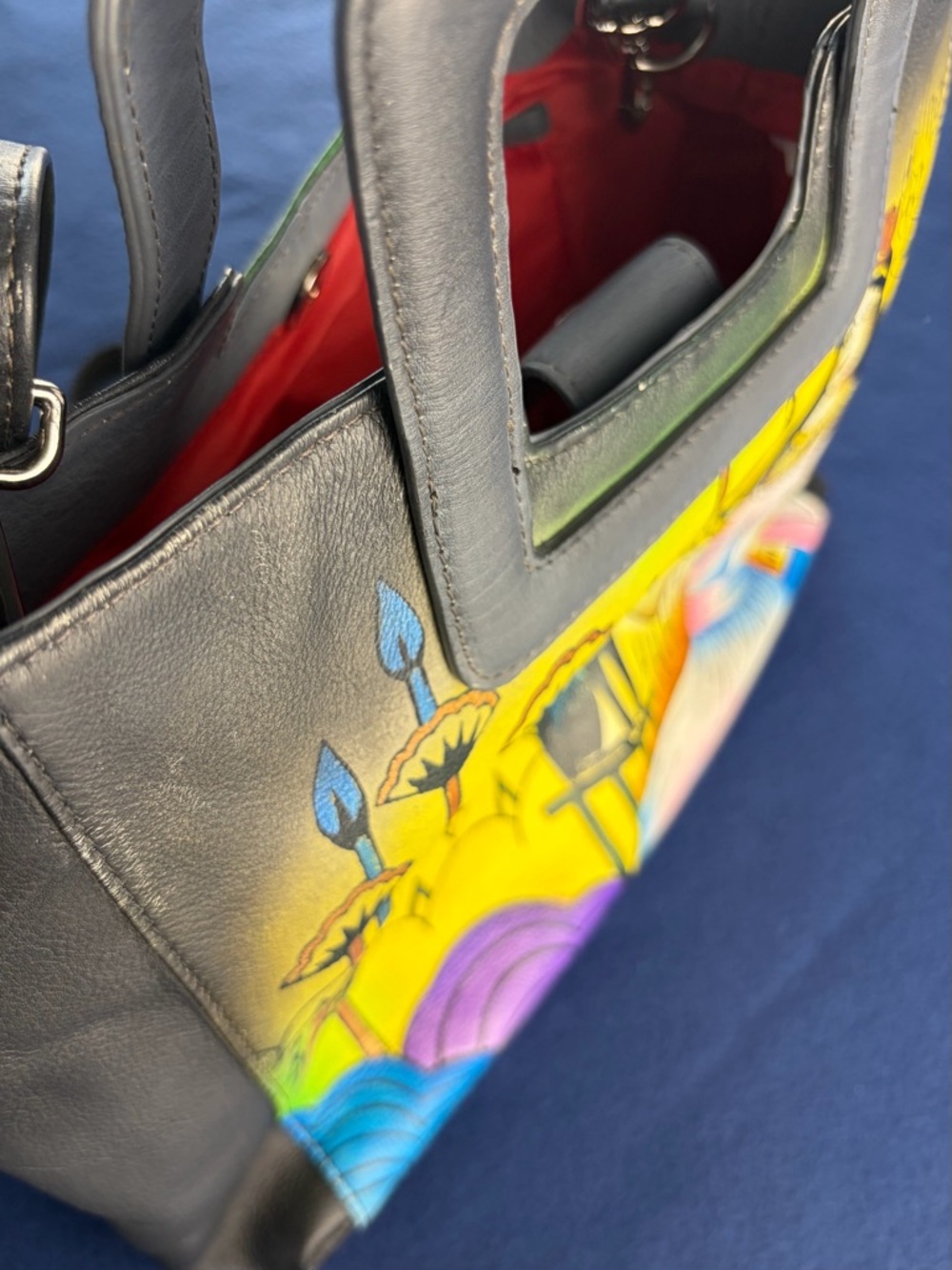 Sukriti Hand-Painted Leather Bag with Egyptian inspired Motif Made in India - Picture 10 of 10